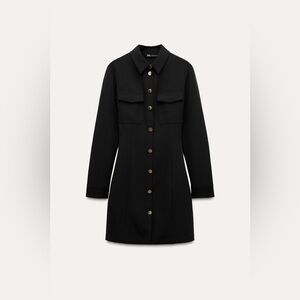 Crepe Mini Dress with Gold Buttons